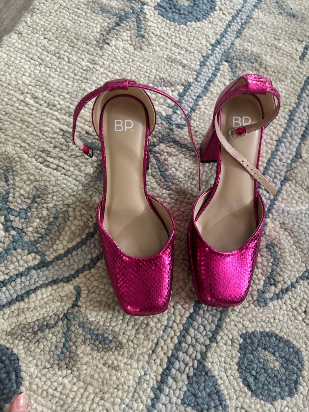 bp Metallic Hot Magenta Block Heel Sandals